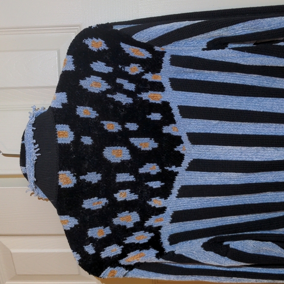 Casa Maglia EUC zip up sweater striped medium grey black - Picture 8 of 15